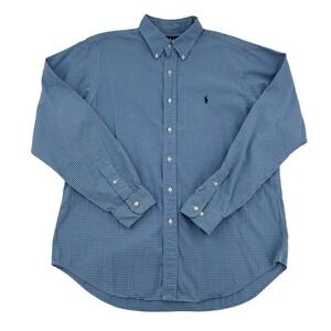 Ralph Lauren Classic Fit Golf Preppy Button Up Long Sleeve Blue Check Men Sz L